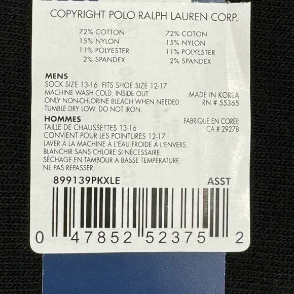Polo Ralph Lauren 2 pairs of socks Size XL Shoe Sizes 12-17 Men‎ - Picture 6 of 6